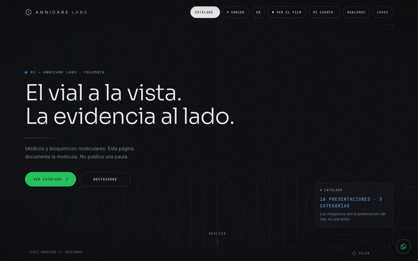 Captura del sitio Annicare Labs