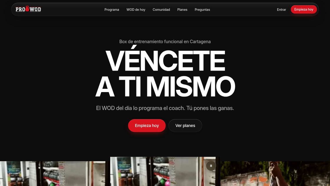 Captura del sitio PRO WOD